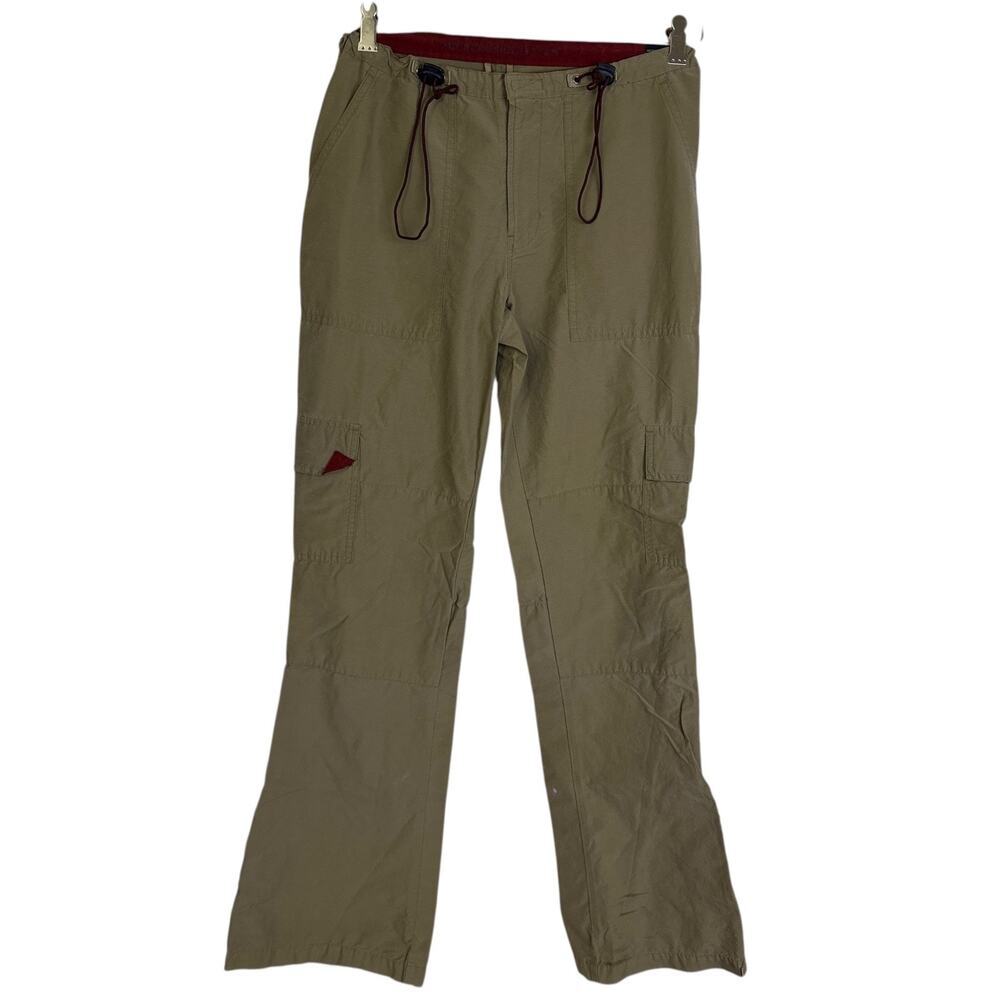 Vtg Abercrombie & Fitch Cargo Pants Womens 4 Khaki Red Parachute Bootcut Y2K